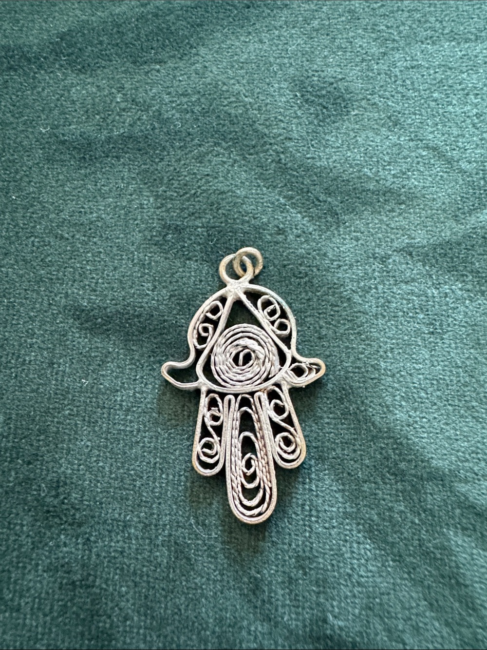 Silver Hamsa Hand Filigree Pendant - Women's Jewelry